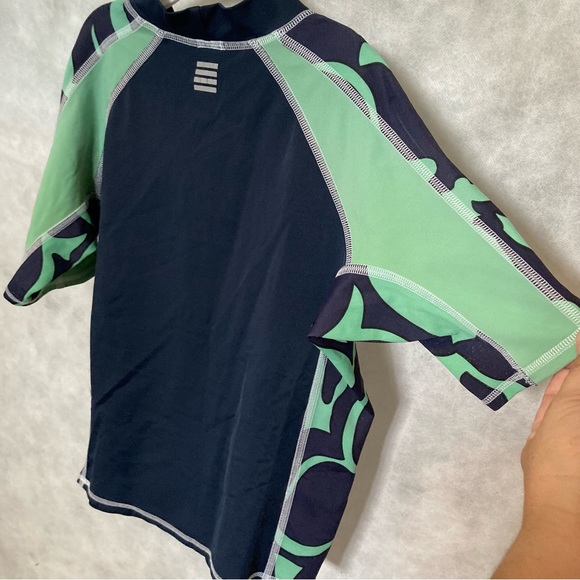 LANDS END Rash Guard Top Short Sleeves Green Blue Unisex Youth Large 7 - Picture 3 of 16